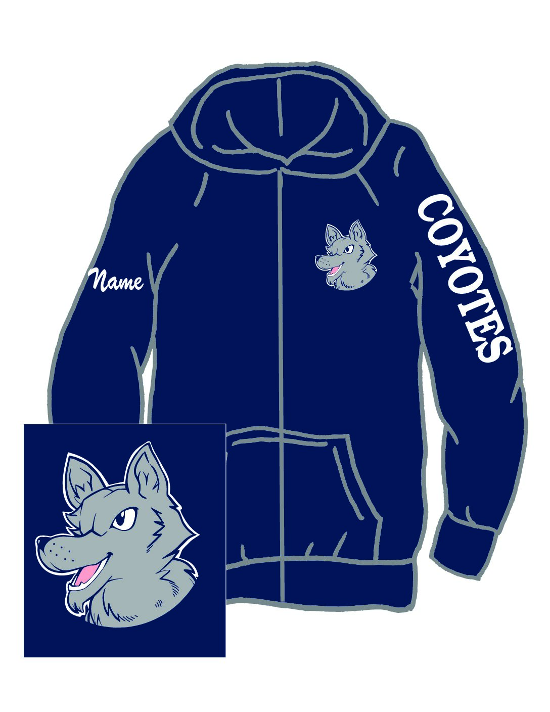 Navy Zippered Hoodie