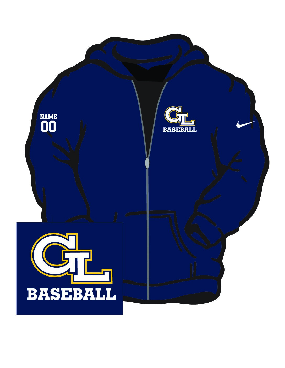 Nike Navy Full Zip Hoodie