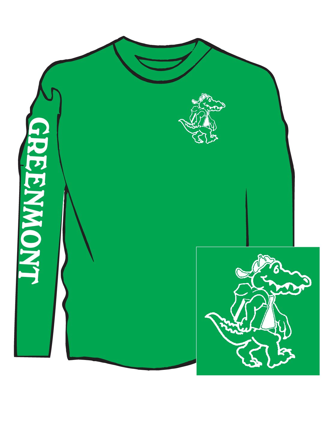 Kelly Green Cotton Long Sleeve T-Shirt