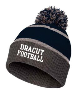Knit Pom Pom Cap - Navy/Grey