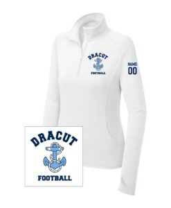Ladies 1/4 Zip Pullover - White Football