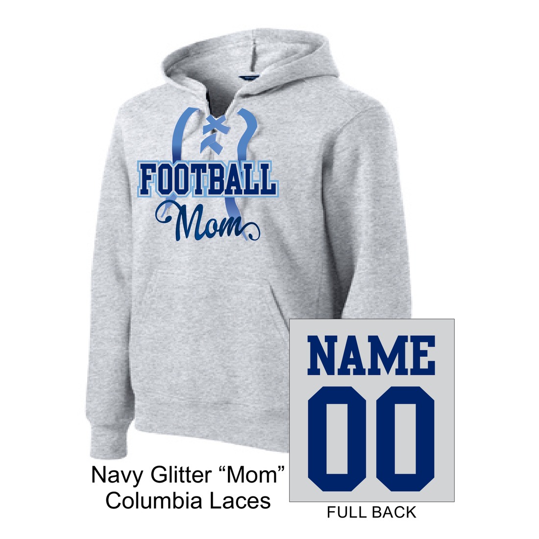 Football Mom Hoodie with Laces - Grey