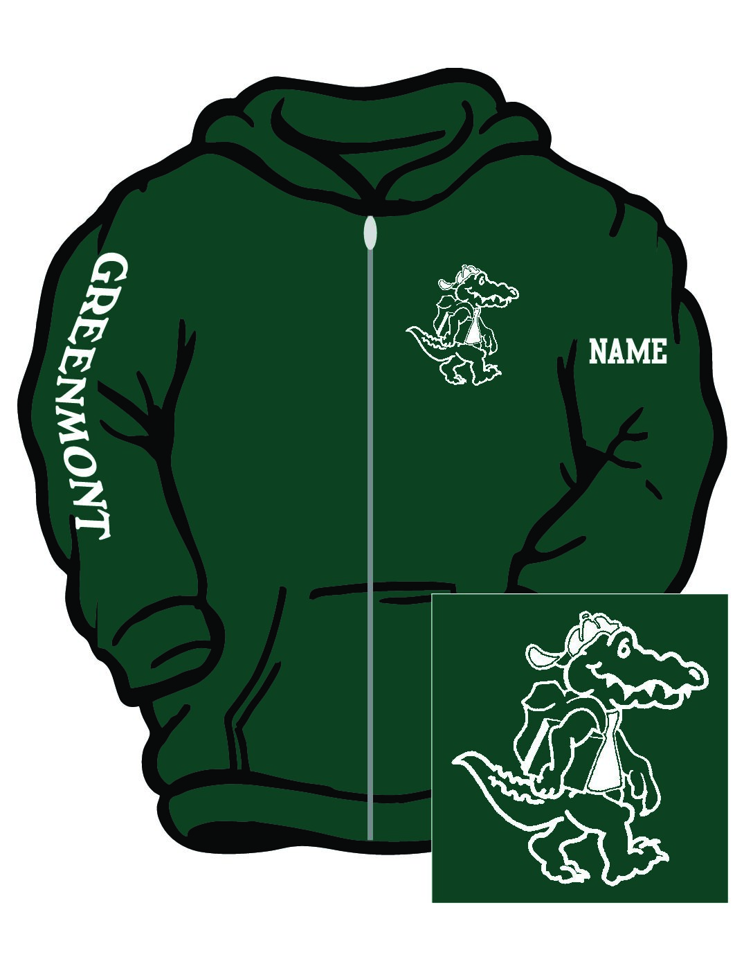 Dark Green Full Zip Hooded Sweatshirt
